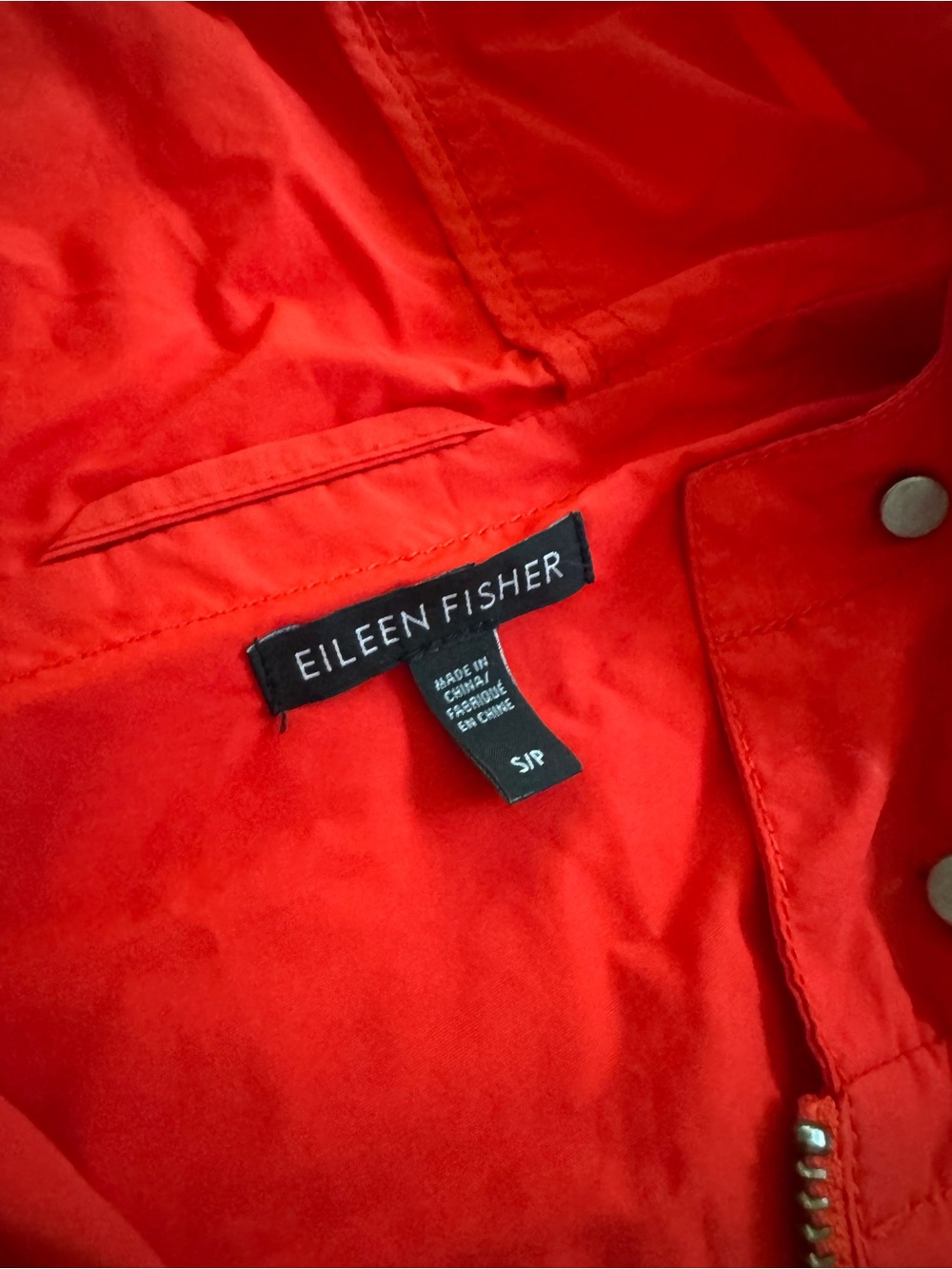 Eileen Fisher Red Hooded Trench Coat - Picture 2 of 4